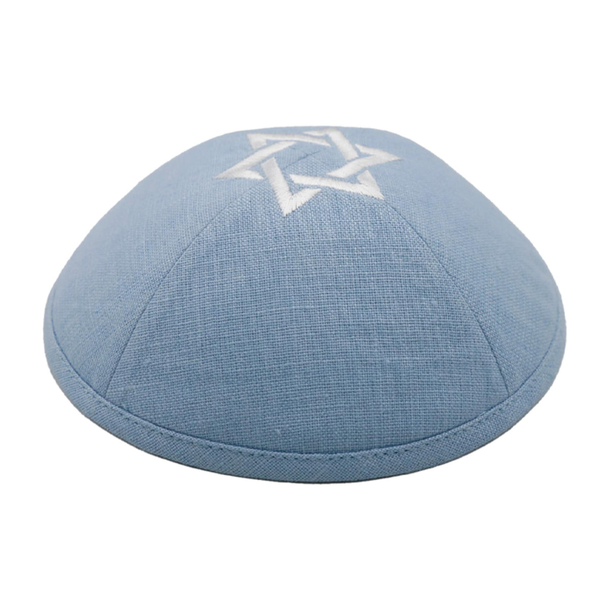 Bris Magen David Father and Son Kippot Set in Blue/White Linen by Kippot KW