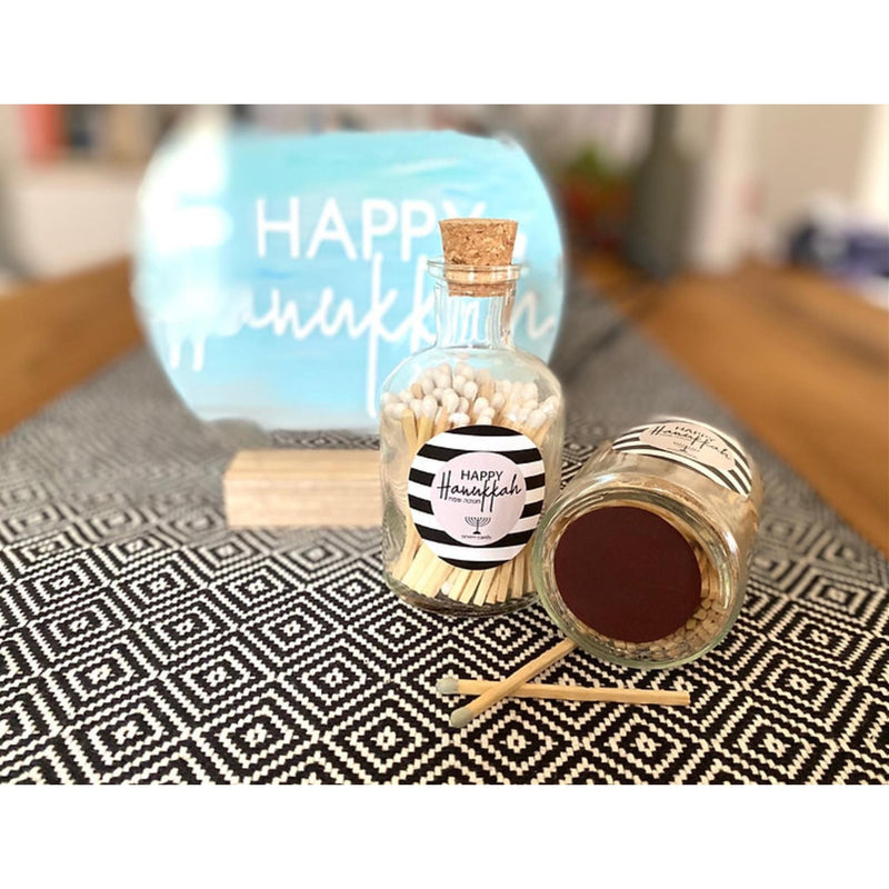 Happy Chanukah Matches Striker in Glass Jar
