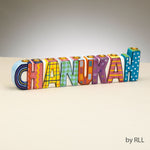 "CHANUKAH" Hand-Painted Ceramic Chanukiah