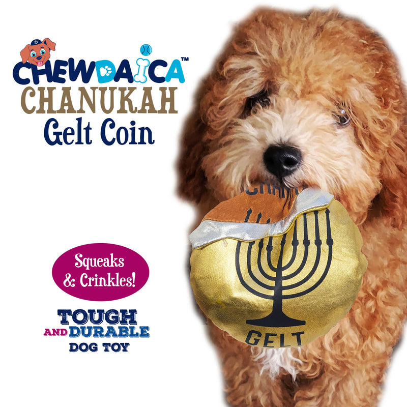 "Chewdaica"™ Chanukah Gelt, Dog Toy Plush,Crinkle Paper