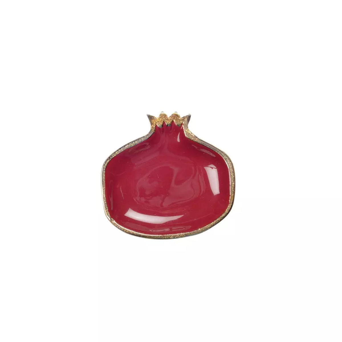 Red Pomegranate Dish with Golden Rim
