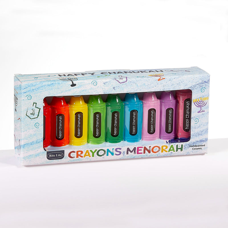 Crayons Hand Painted Ceramic Chanukiah