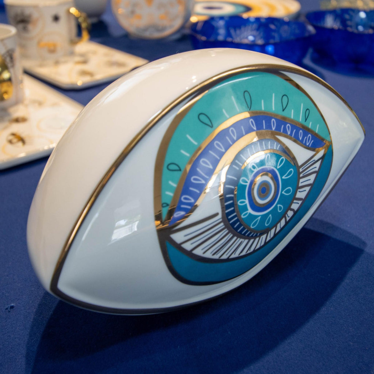 Decorative Ceramic Turquoise Eye 20x12x13.5cm by Aulicia