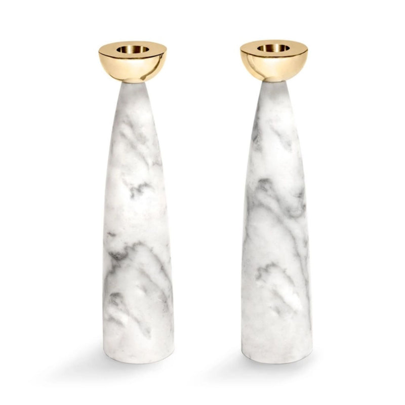 Coluna Candle Holders in Marble and Gold by Anna New York