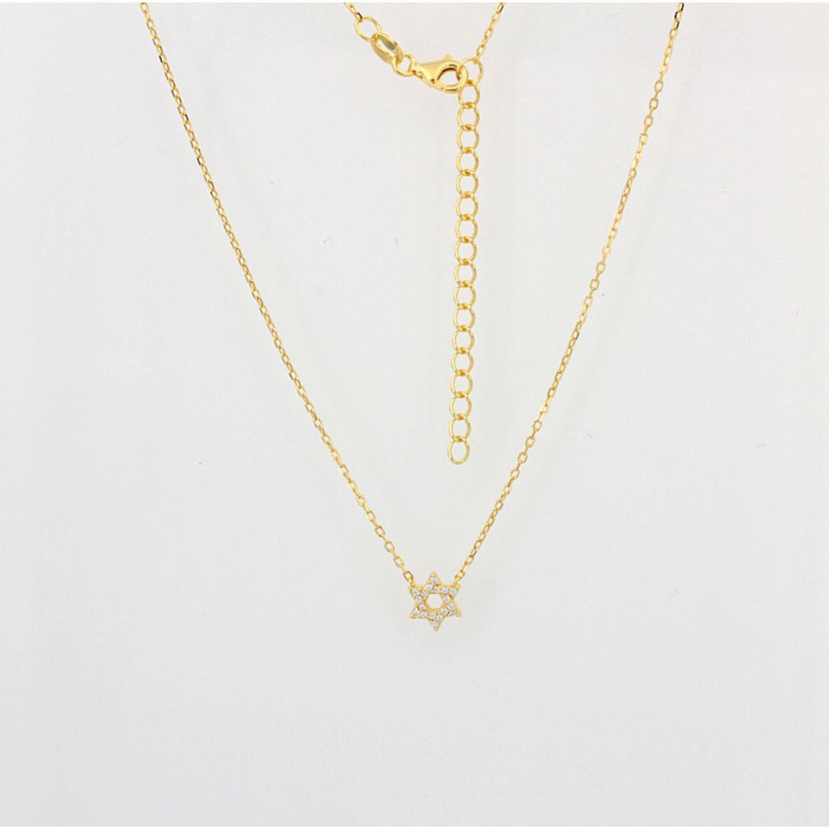 Gold Chain with Cubic Zirconia Pave Star of David Pendant Necklace by Penny Levi
