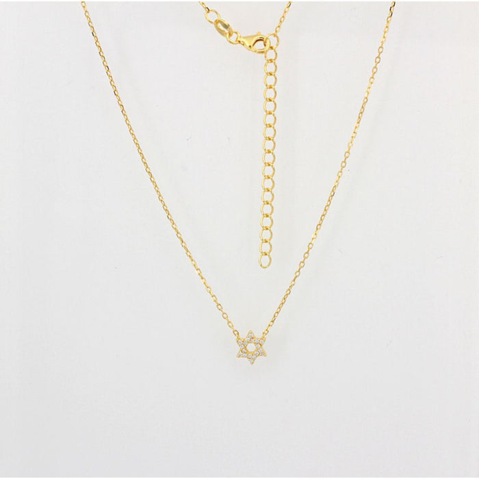 Gold Chain with Cubic Zirconia Pave Star of David Pendant Necklace by Penny Levi