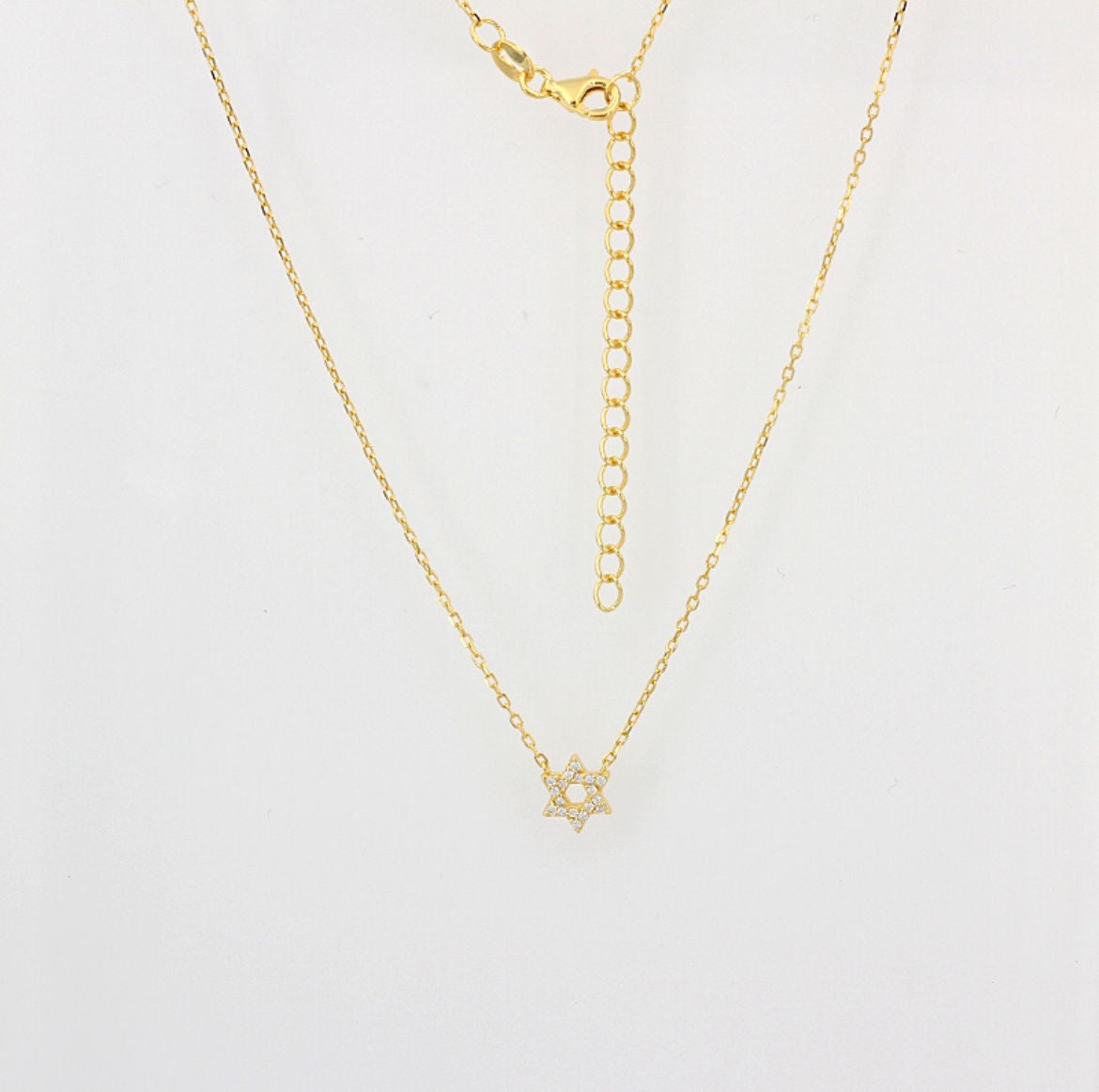 Tiny Gold Chain Star of David with Cubic Zirconia  Pendant Necklace by Penny Levi