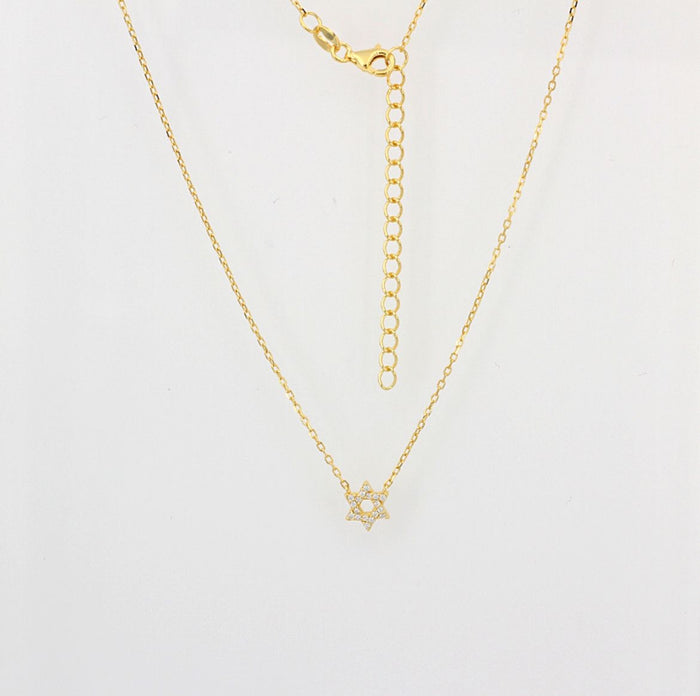 Tiny Gold Chain Star of David with Cubic Zirconia  Pendant Necklace by Penny Levi
