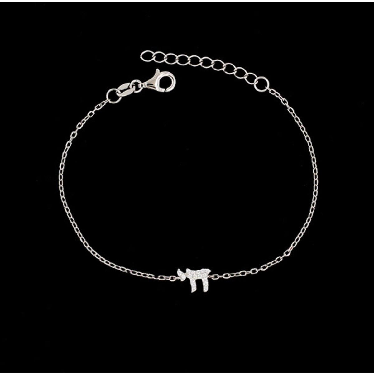 Chai 'Life' Bracelet in Silver with CZ by Penny Levi