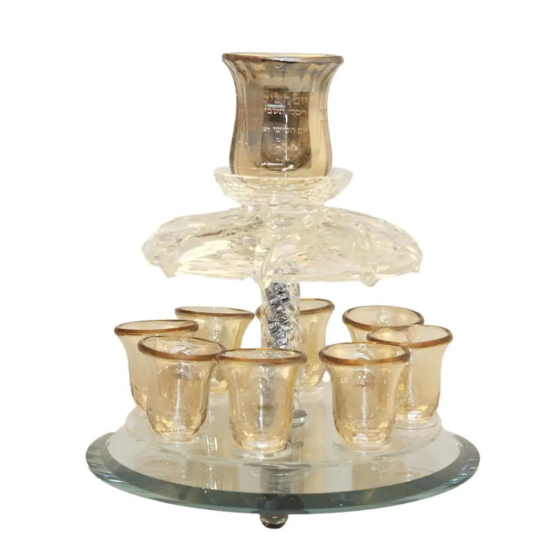 Amber Crystal Wine Fountain with 8 Glasses by Aulicia
