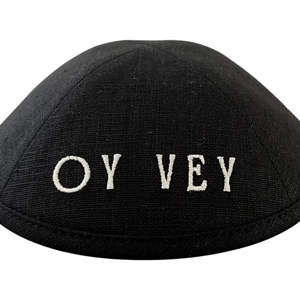 Oy Vey Kippot in Black and White Linen by KW