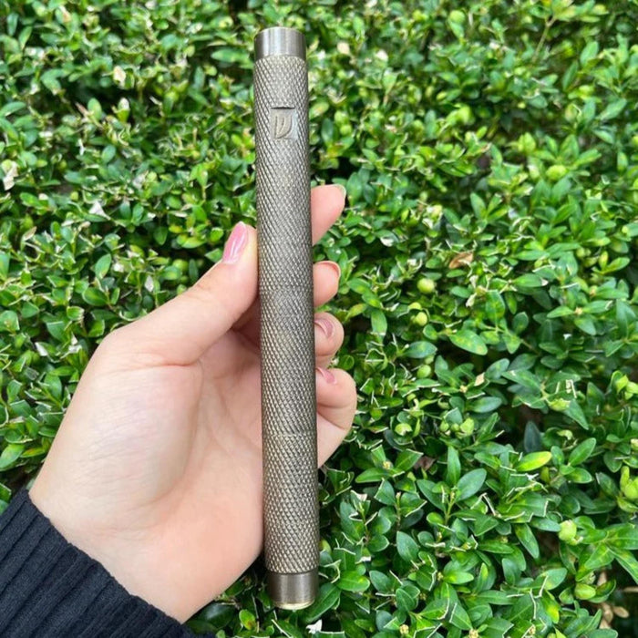 Knurling Design Mezuzah in Dark Brass