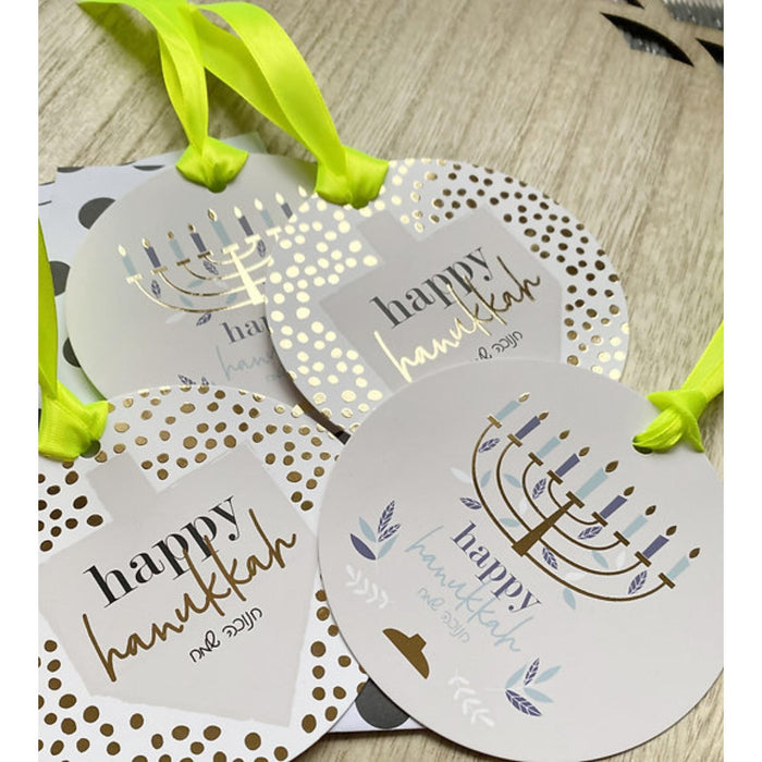 Set of 6 Chanukah Gift Tags with Gold Embossing