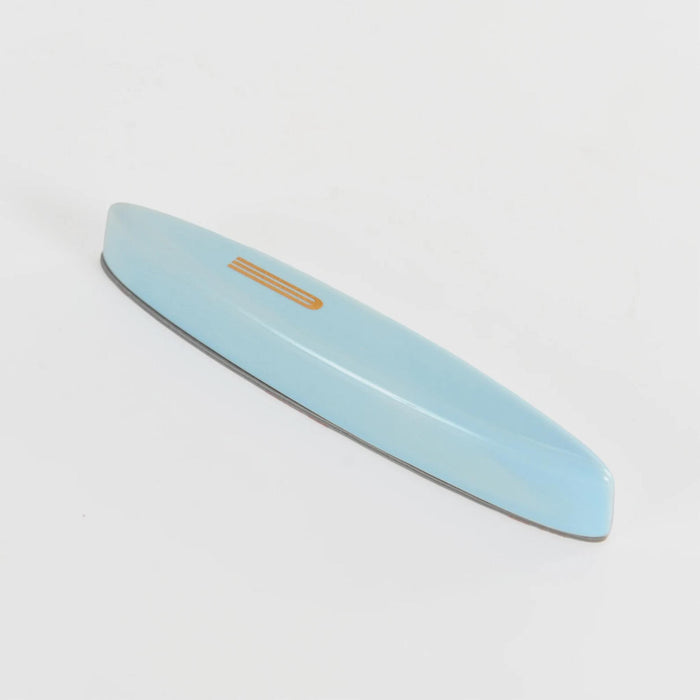 Clay Mezuzah in Pale Blue with Gold Shin by Mickala Design