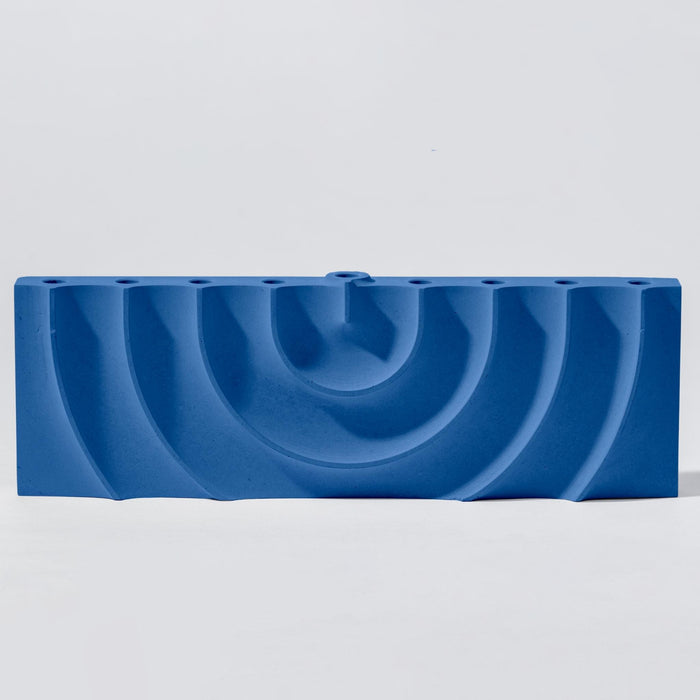 'Ripples' Concrete Chanukiah in Blue by Logifaces