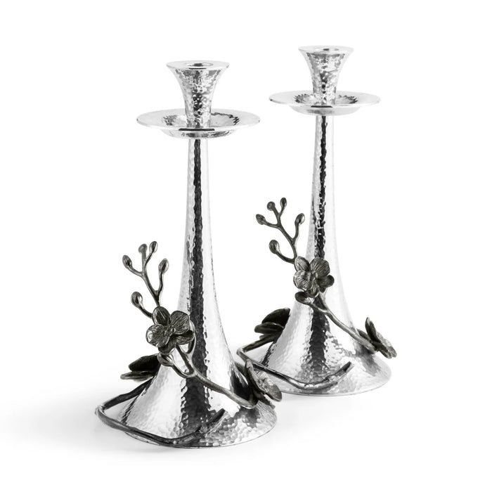 Black Orchid Shabbat Candlesticks by Michael Aram