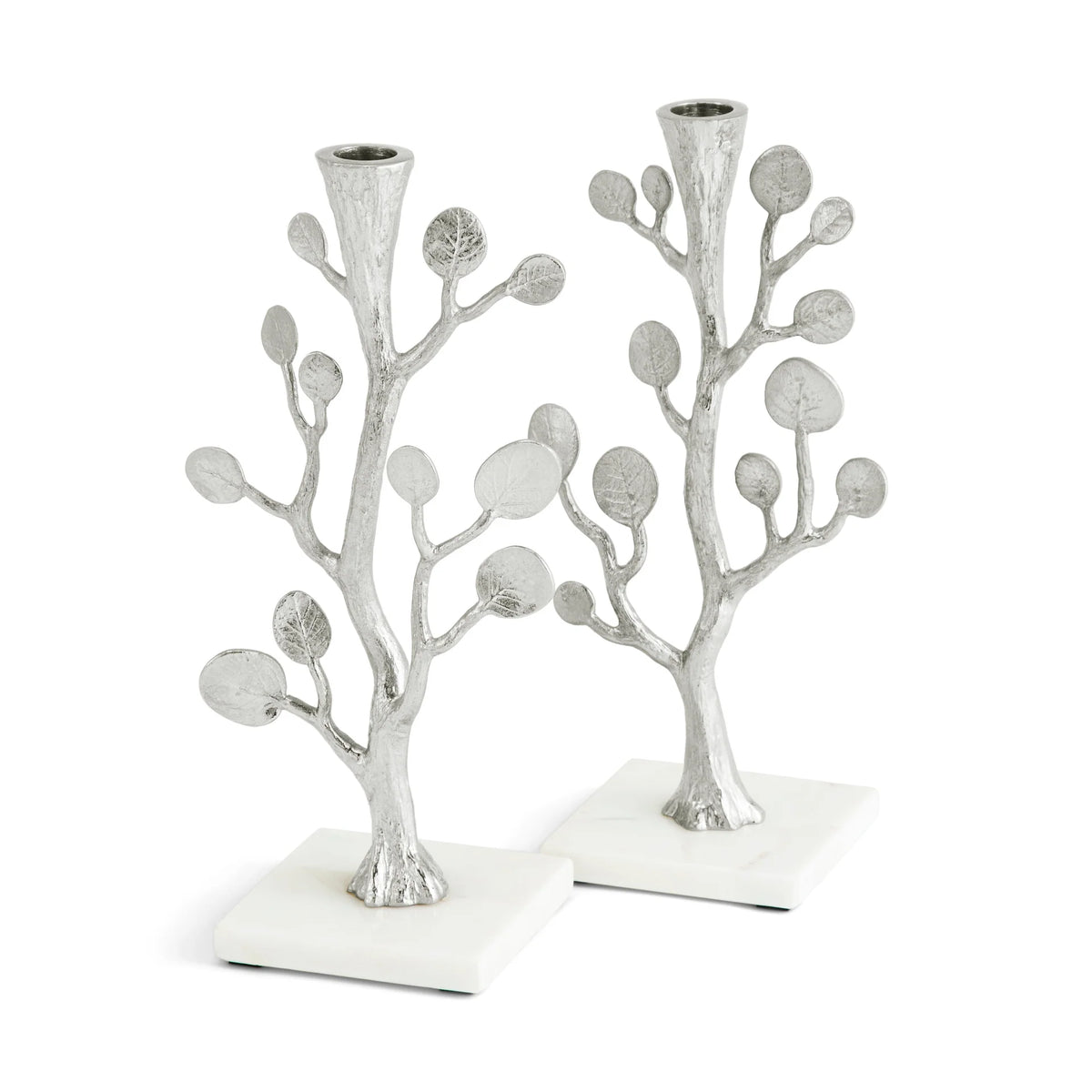 Botanical Shabbat Candlesticks - Silver by Michael Aram