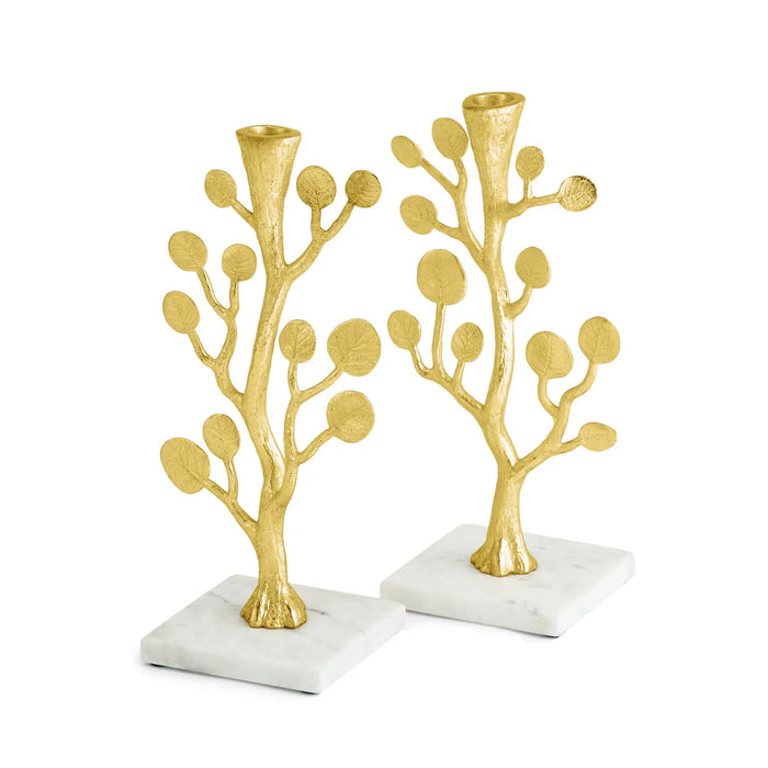 Botanical Shabbat Candlesticks - Gold by Michael Aram