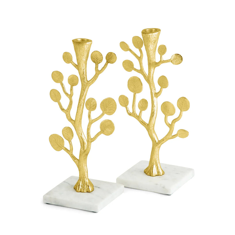 Botanical Shabbat Candlesticks - Gold by Michael Aram