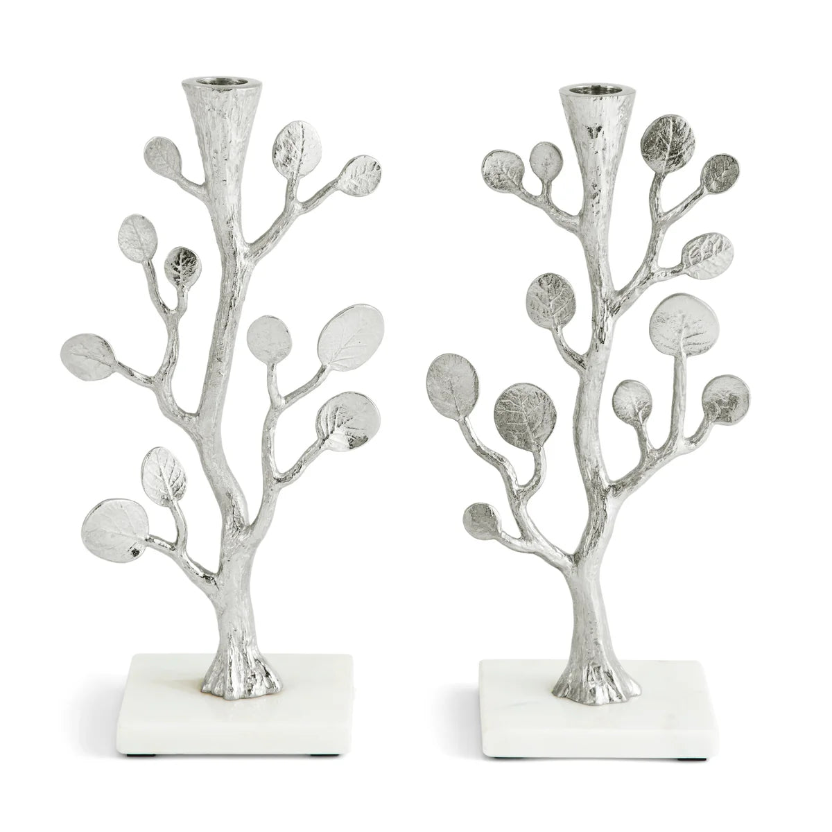 Botanical Shabbat Candlesticks - Silver by Michael Aram