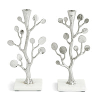 Botanical Shabbat Candlesticks - Silver by Michael Aram