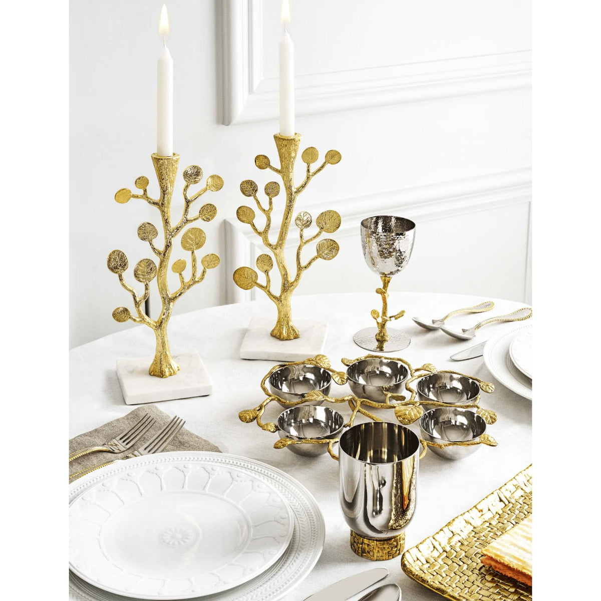 Botanical Leaf Gold Seder Plate by Michael Aram