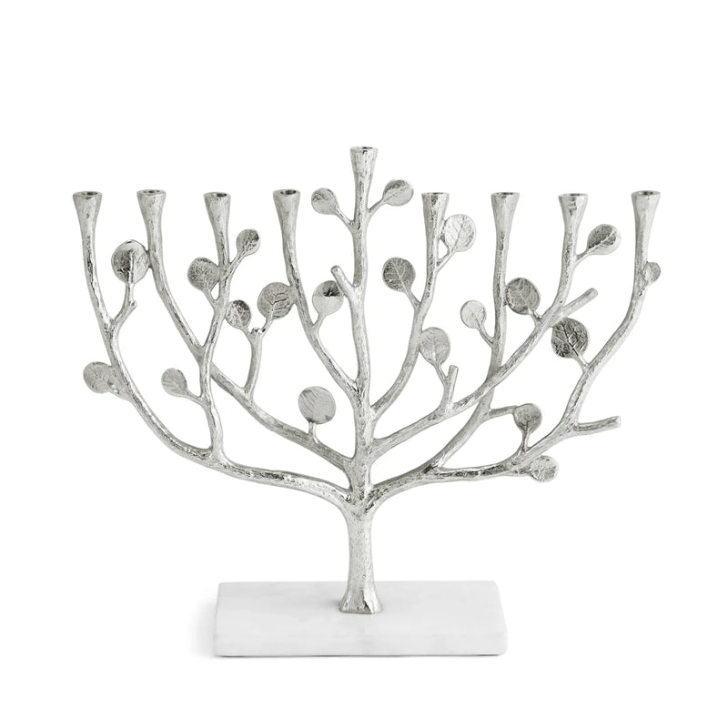 Botanical Leaf Chanukiah - Silver by Michael Aram