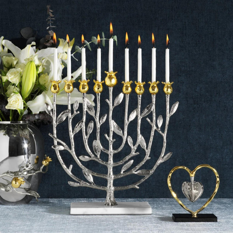 Pomegranate Chanukiah/Menorah Silver and Gold by Michael Aram