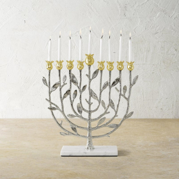 Pomegranate Chanukiah/Menorah Silver and Gold by Michael Aram