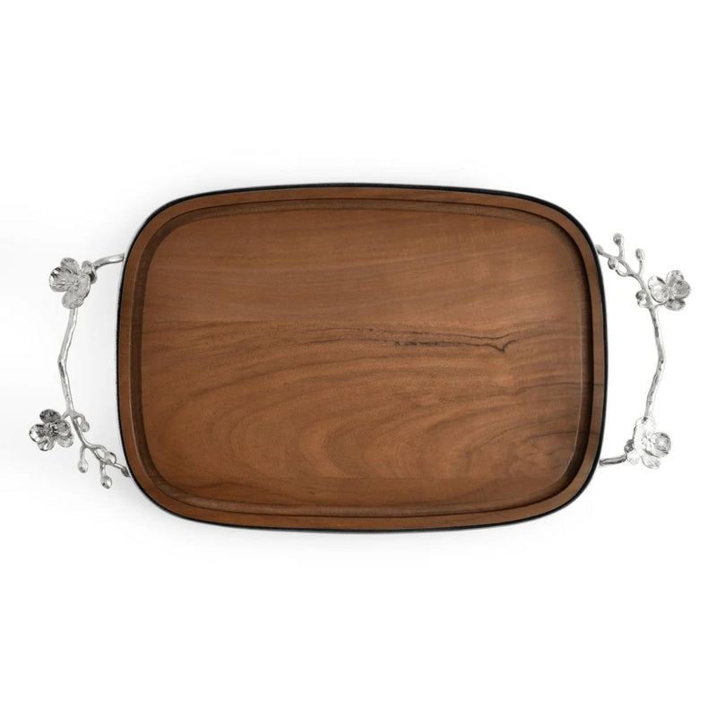 White Orchid Wooden Challah Board with Removable Challah Tray by Michael Aram