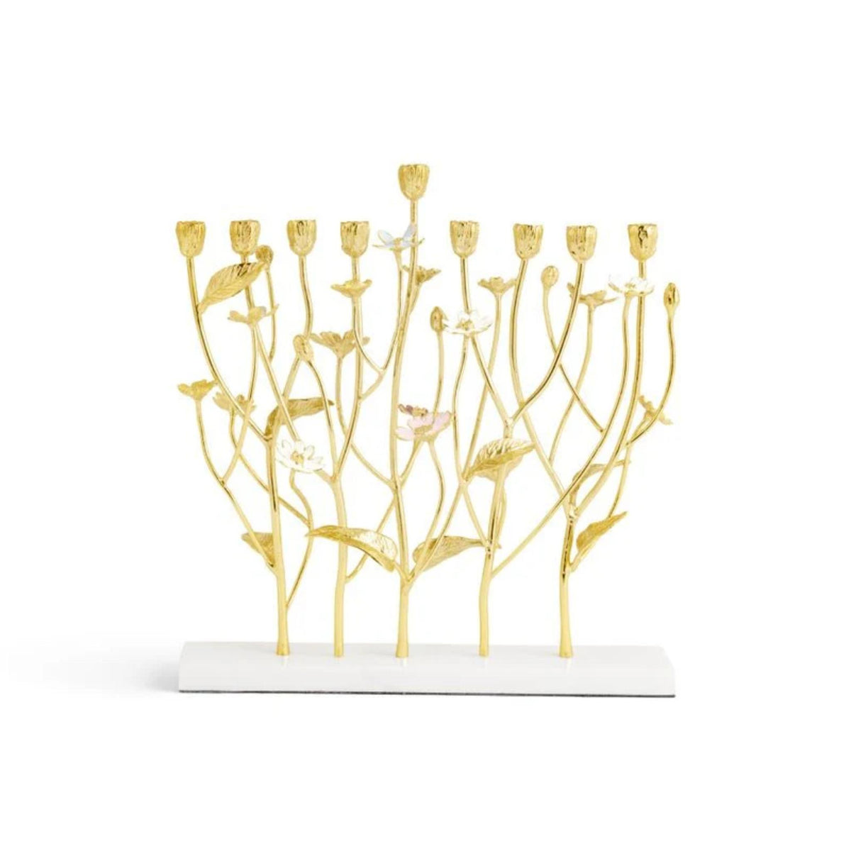 Wild Flowers Chanukiah - Gold by Michael Aram