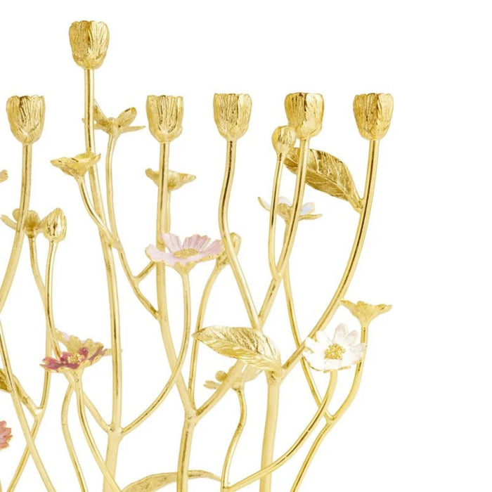 Wild Flowers Chanukiah - Gold by Michael Aram