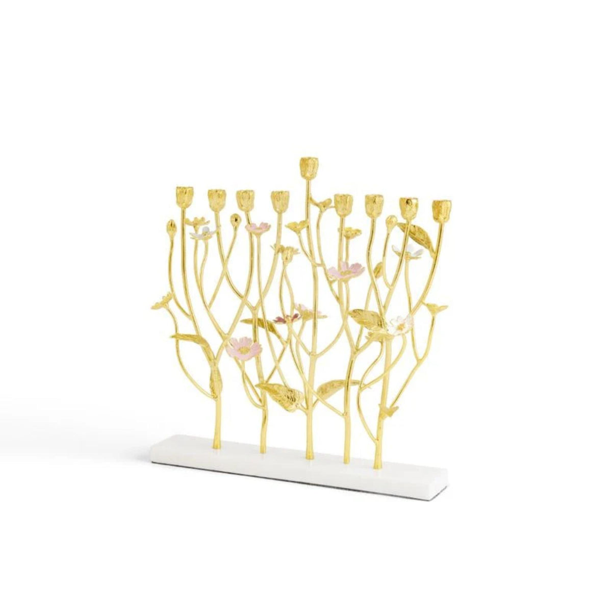 Wild Flowers Chanukiah - Gold by Michael Aram