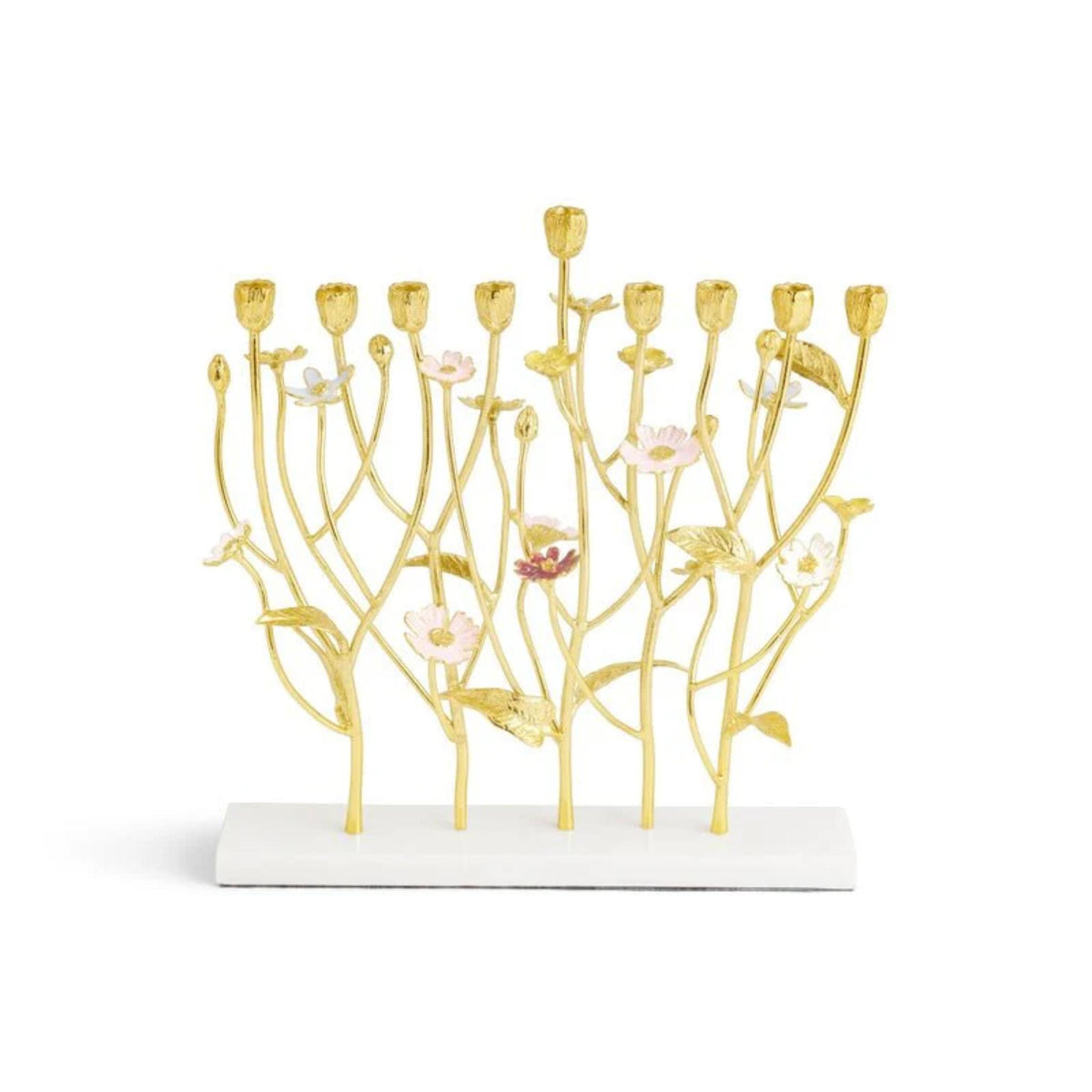 Wild Flowers Chanukiah - Gold by Michael Aram