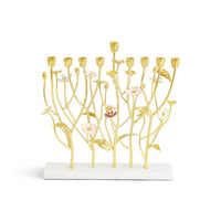 Wild Flowers Chanukiah - Gold by Michael Aram