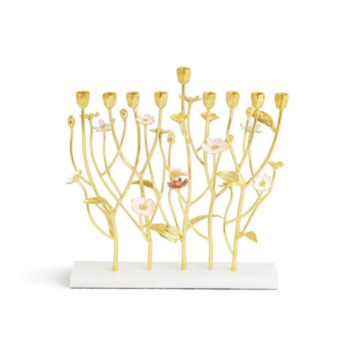 Wild Flowers Chanukiah - Gold by Michael Aram