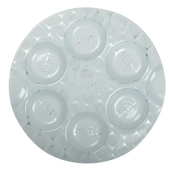 Arabesque Glass Seder Plate in Silver by Aulicia