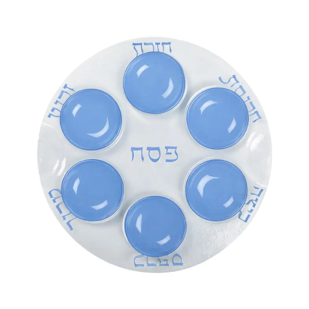 Glass Seder Plate with Blue Cups by Aulicia