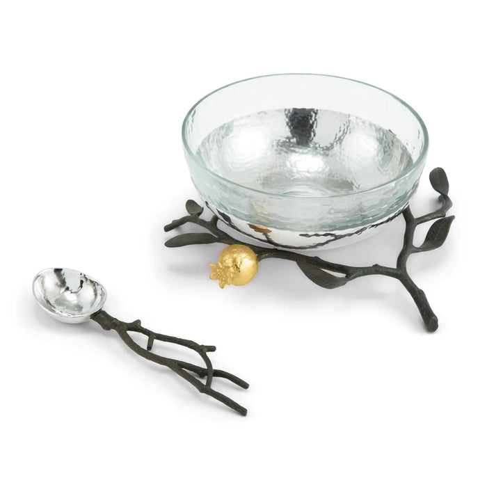 Pomegranate Glass Honey Bowl with Spoon by Michael Aram