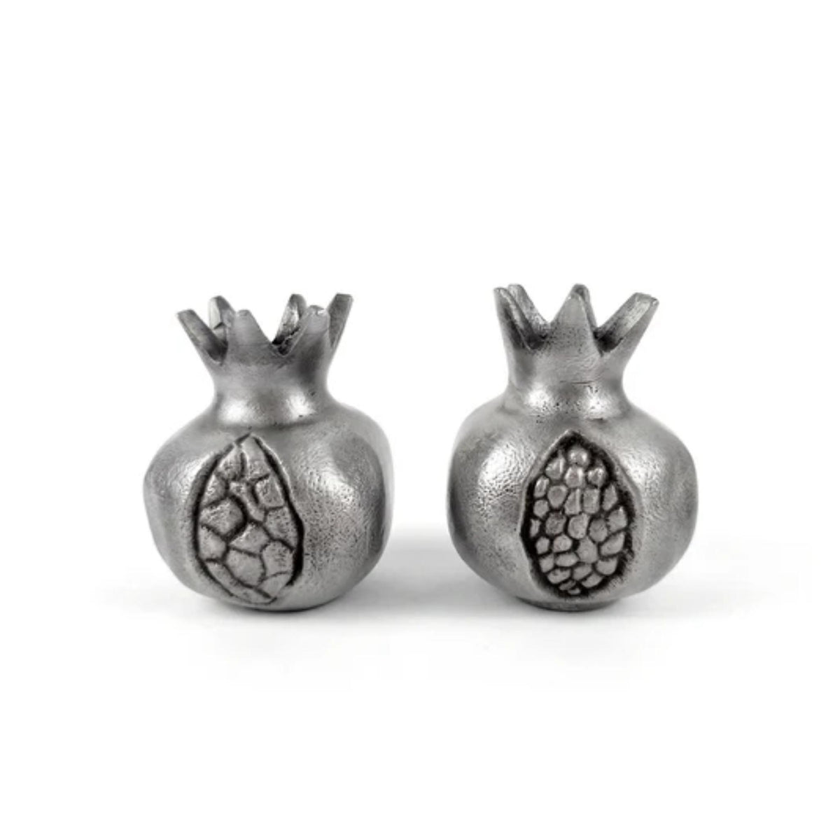 Candlesticks - Pomegranate Shaped - Antique Silver Shabbat Candlesticks  by Yair Emanuel
