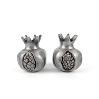 Candlesticks - Pomegranate Shaped - Antique Silver Shabbat Candlesticks  by Yair Emanuel