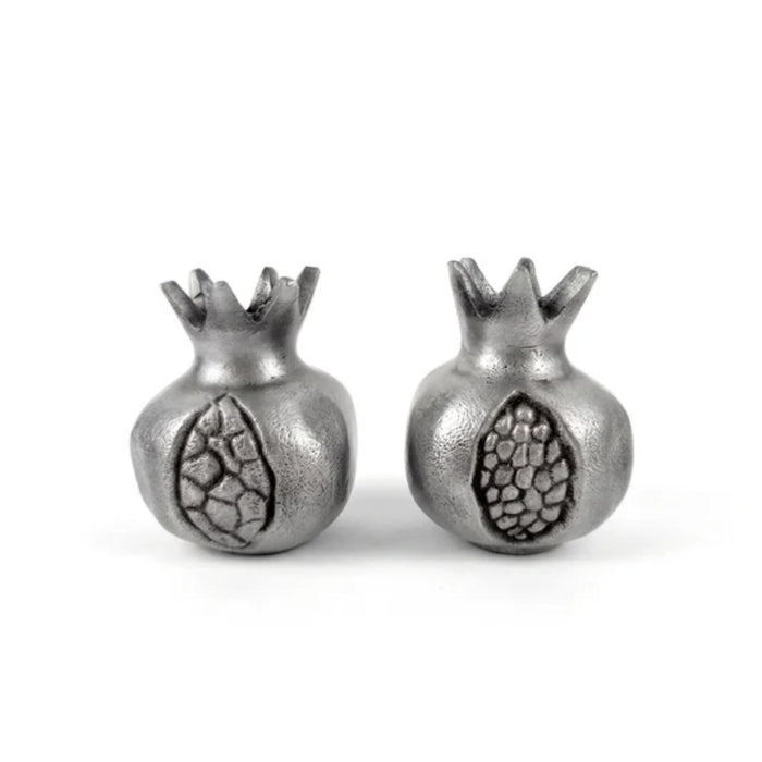 Candlesticks - Pomegranate Shaped - Antique Silver Shabbat Candlesticks  by Yair Emanuel