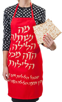 "Ma Nishtana" Passover cotton Apron by Barbara Shaw