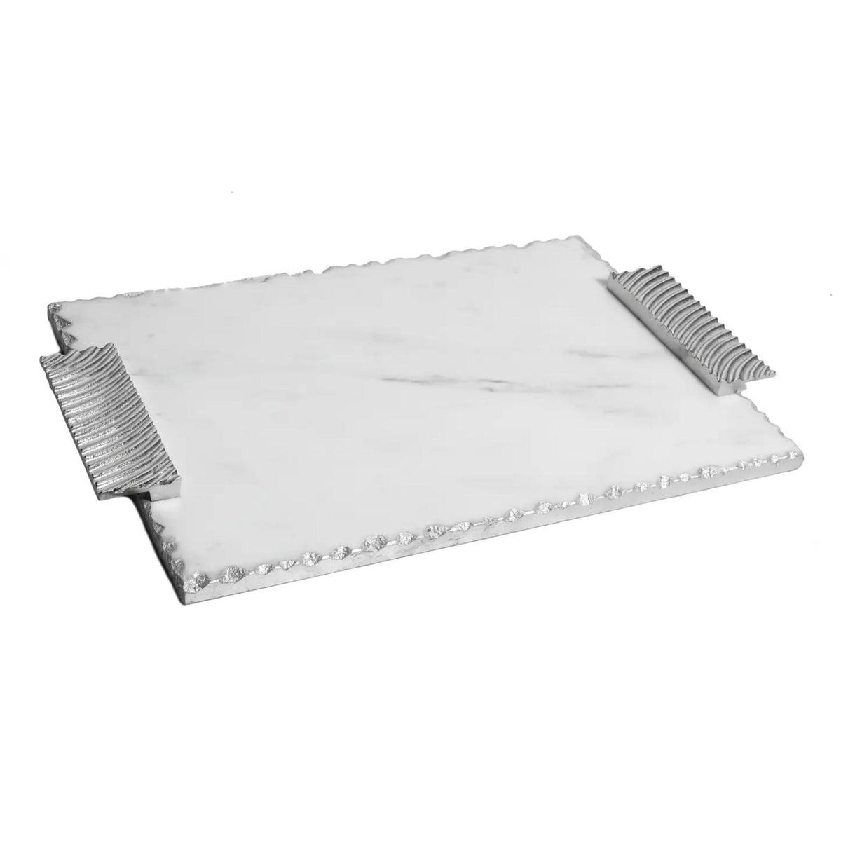 Marble Challah Tray with Silver Handles by Classic Touch