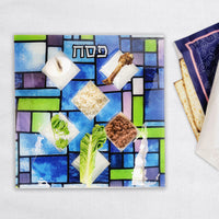 "Stained Glass" Square Seder Plate