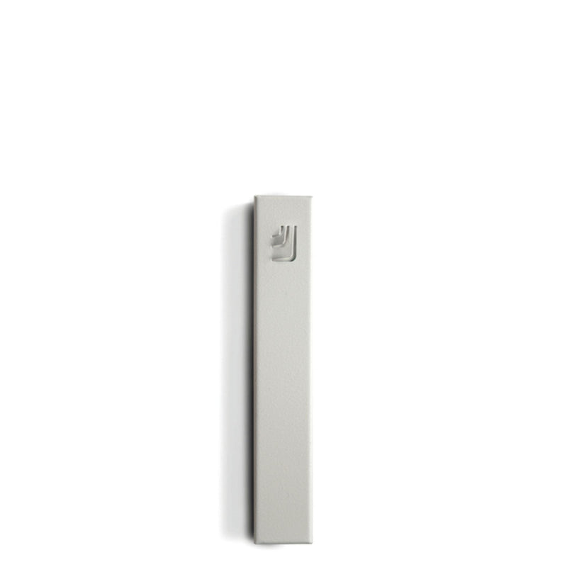 Folded "ש" Small White Metal Mezuzah with White Shin by Marit Meisler at CeMMent
