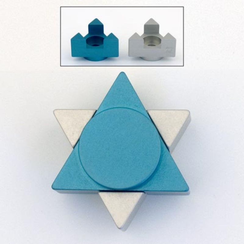 Travelling Star of David Candlesticks in Teal/Silver by Agayof