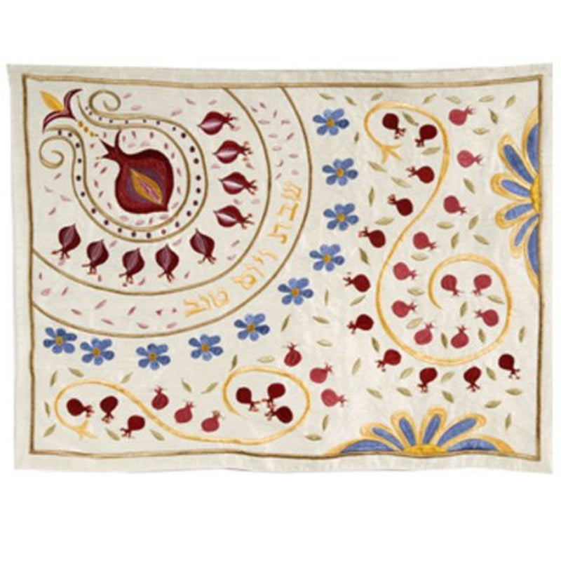 Embroidered Round Pomegranates Challah Cover by Yair Emanuel