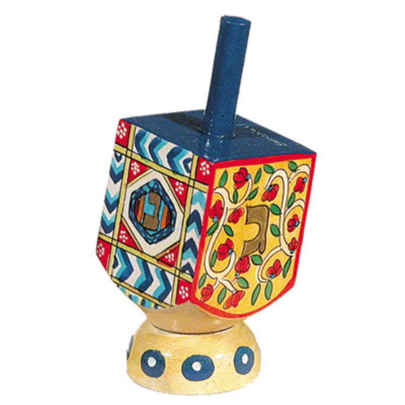 Wooden Flowers Dreidel with Stand by Yair Emanuel