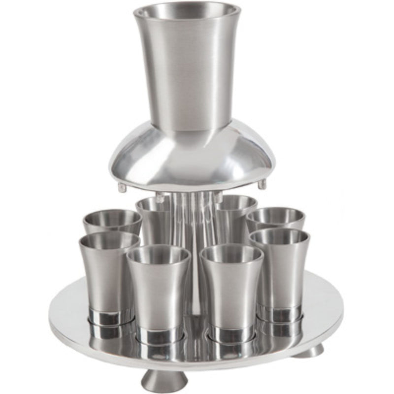 Anodised Aluminum Kiddush Fountain, Goblet and 8 Cups by Yair Emanuel